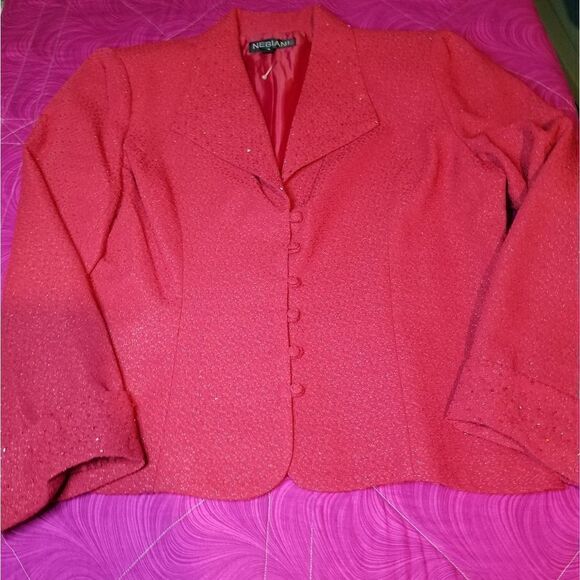 Nebiani red shiny blazer size 14 - Picture 1 of 8